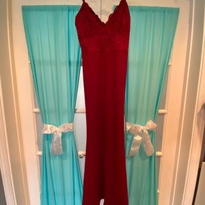 Long Red Bodycon Dress w/ Flare Bottom